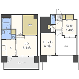 リアンシエルブルー東公園 2Kの間取図画像