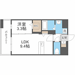 VALENTIA天神東 1LDKの間取図画像