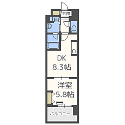 ウィスタリアレジデンス博多 1DKの間取図画像