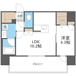 エンクレスト博多ブライト 1LDKの間取図画像
