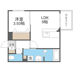 LIBTH高宮東2 1LDKの間取図画像