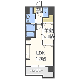 レジディア博多東 1LDKの間取図画像
