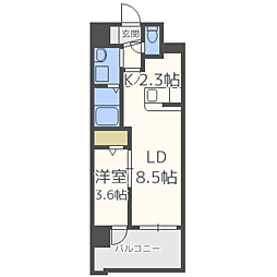ラウレアK 1LDKの間取図画像