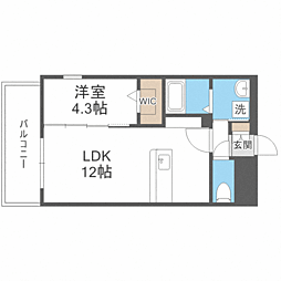 KLTOJINEAST 1LDKの間取図画像
