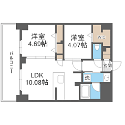 S-RESIDENCE薬院aureate 2LDKの間取図画像