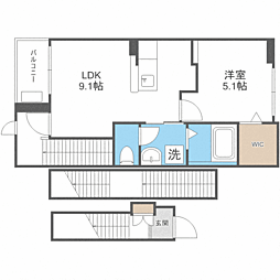 コーワハイツ 1LDKの間取図画像