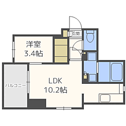 トレイル大濠 1LDKの間取図画像