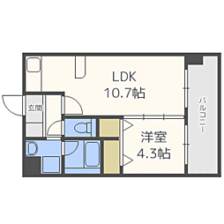 コンダクト福岡東 1LDKの間取図画像