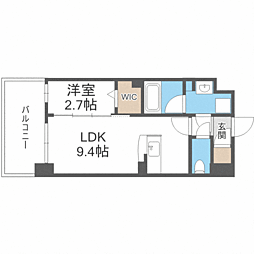 ブランシエル西新 1LDKの間取図画像