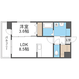 RESIAS ONE TENJINMINAMI BLDG 1LDKの間取図画像