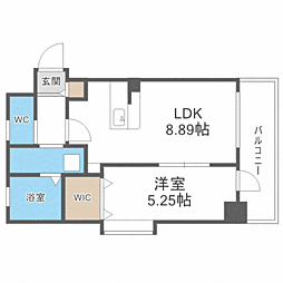 ラシュール・イン大橋南 1LDKの間取図画像