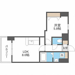 ステイツ姪浜駅前 1LDKの間取図画像