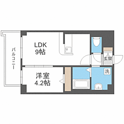 アイ・ウエスト高宮 1LDKの間取図画像