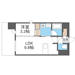 デュ・レジア博多レジデンス 1LDKの間取図画像