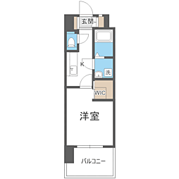 エンクレスト天神メルス2 1Kの間取図画像