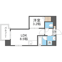 ヴィラージュ天神 1LDKの間取図画像