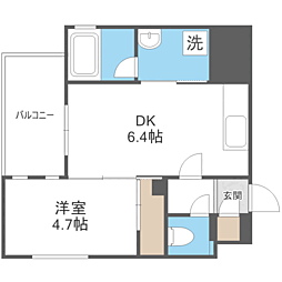 サンヒルズ大橋駅前 1DKの間取図画像