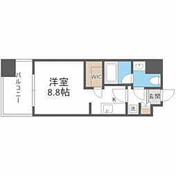 パークアクシス福岡県庁前 ワンルームの間取図画像
