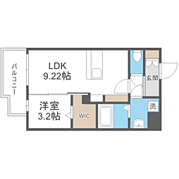 LIBTH博多住吉PREMIER 1LDKの間取図画像
