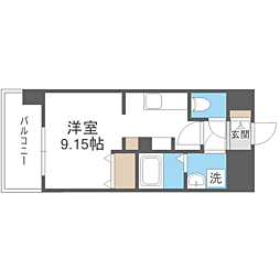 LIBTH博多住吉PREMIER ワンルームの間取図画像