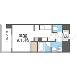 LIBTH博多住吉PREMIER ワンルームの間取図画像
