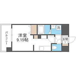 LIBTH博多住吉PREMIER ワンルームの間取図画像