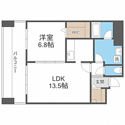 KDXレジデンス大濠ハーバービュータワー 1LDKの間取図画像