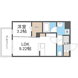 LIBTH博多住吉PREMIER 1LDKの間取図画像