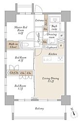 ライトテラス新宿御苑 18階3LDKの間取り