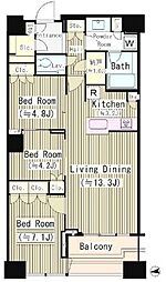 Tomihisa Crossコンフォートタワー 51階3LDKの間取り