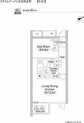 プライムアーバン市谷仲之町 1LDKの間取図画像