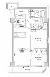 ザ・パークハビオSOHO市谷左内町 2LDKの間取図画像