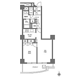 文京グリーンコートビュータワー本駒込B棟 1LDKの間取図画像