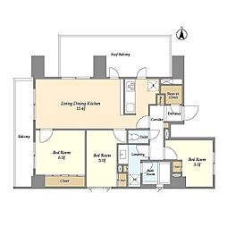 ラティエラ四谷 3LDKの間取図画像