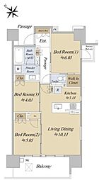 シティハウス巣鴨 3LDKの間取図画像
