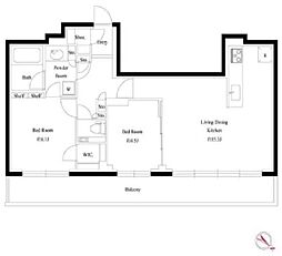 RenaissanceShotoPremiumcourt 2LDKの間取図画像