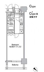 レジディア市ヶ谷2 1Kの間取図画像