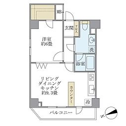 KDXレジデンス文京湯島 1LDKの間取図画像