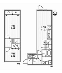 リーガランド神楽坂 2LDKの間取図画像
