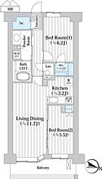 アビティグランデ砧 2LDKの間取図画像