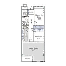 アーバンコート市ヶ谷 2LDKの間取図画像