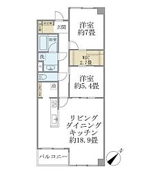 グランマルジュ市ヶ谷 2LDKの間取図画像