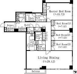 レジディア市谷砂土原 4LDKの間取図画像