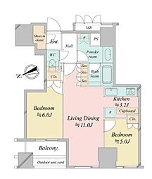 ウエストパークタワー池袋 2LDKの間取図画像