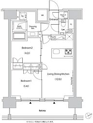 ザ・パークハビオ目白タワー 2LDKの間取図画像