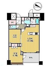 パークコート文京小石川ザタワー 2LDKの間取図画像