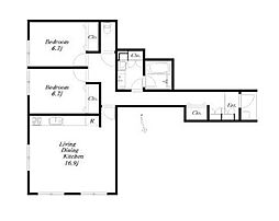 弁天町新築マンション 2SLDKの間取図画像