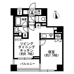 レジディア四谷三丁目 1LDKの間取図画像