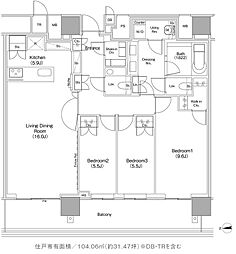 JIYUGAOKA MUSE SQUARE THE RESI 3LDKの間取図画像