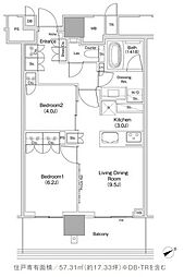 JIYUGAOKA MUSE SQUARE THE RESI 2LDKの間取図画像